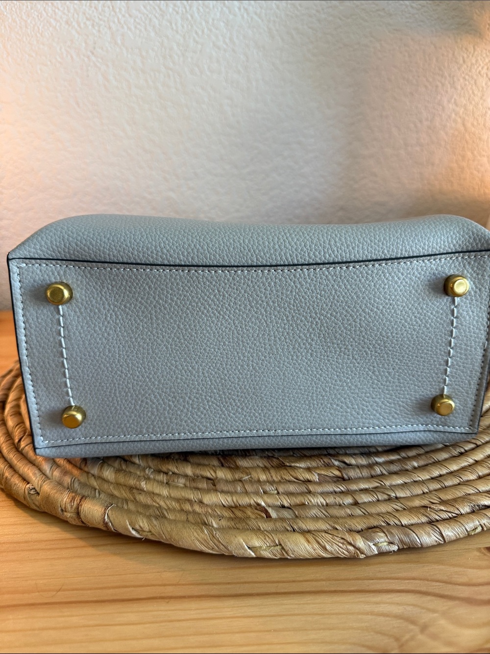 Coach Pebbled Leather Tote in Chalk with Dark Brown Handles - Picture 3 of 8